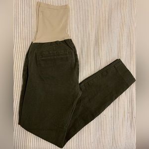 Olive green maternity full panel skinny pants